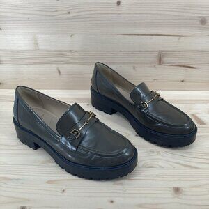 Sam Edelman Womens Penny Loafers Tully Shoes Sz 8.5 Alpine Green Gold Leather